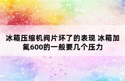 冰箱压缩机阀片坏了的表现 冰箱加氟600的一般要几个压力